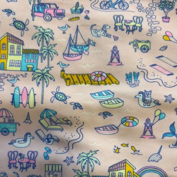 Pink Floral One Piece Swimsuit with Scoop Neckline - Picture 4 of 4